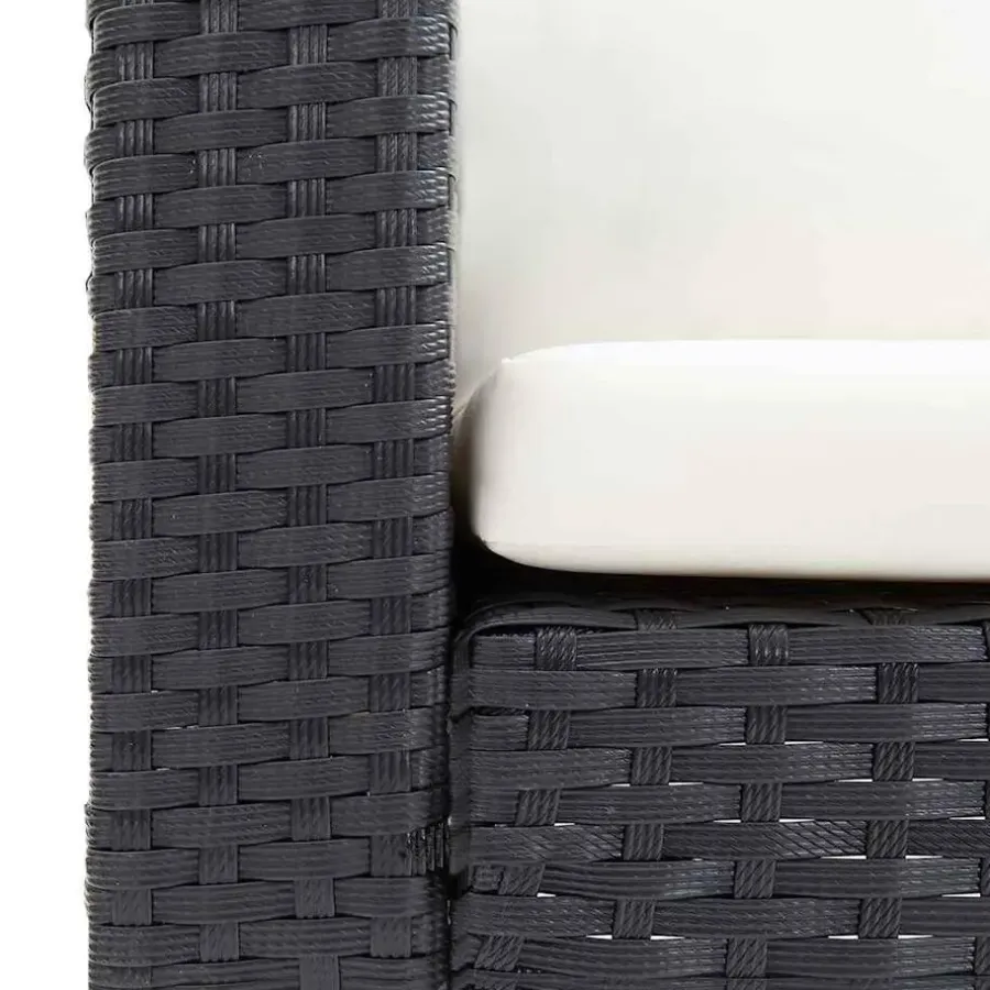 Loungebanken-vidaXL - Tuinbank - Zwart - Poly rattan