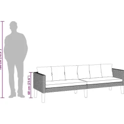 Loungebanken-vidaXL - Tuinbank - Zwart - Poly rattan