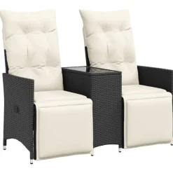 Tuinstoelen-vidaXL - Tuinbank - Zwart - Poly rattan