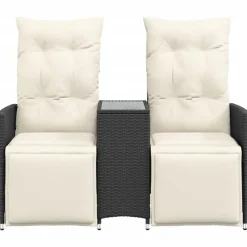 Tuinstoelen-vidaXL - Tuinbank - Zwart - Poly rattan
