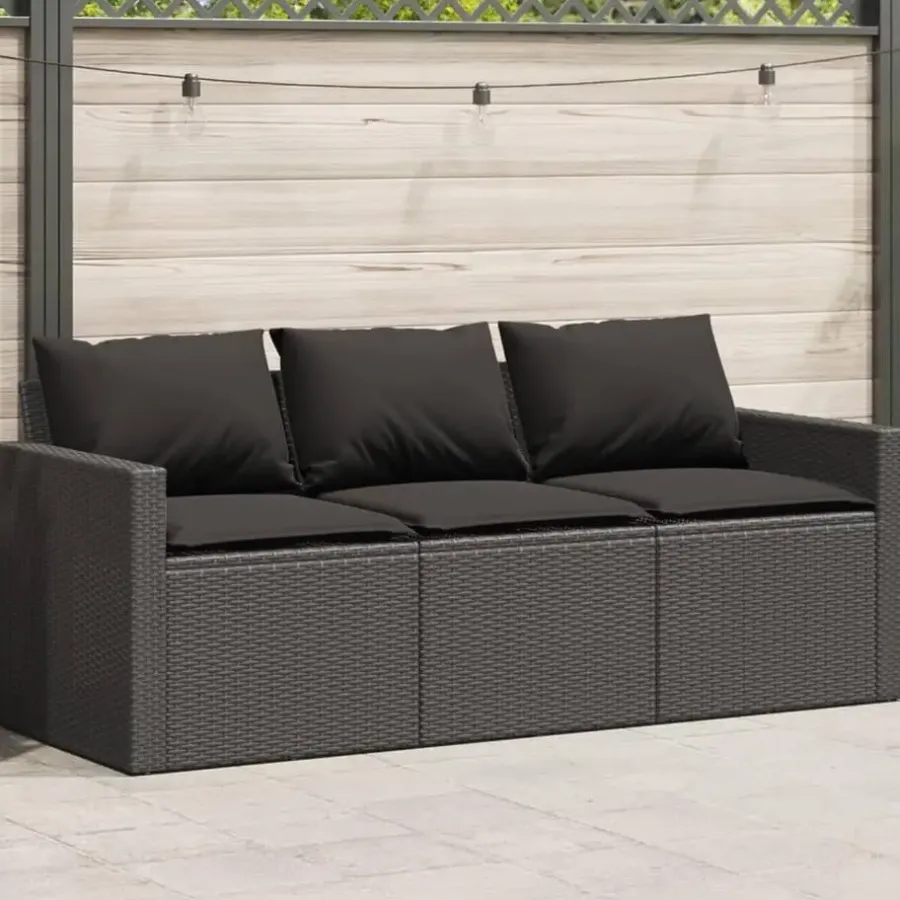 Tuinbanken-vidaXL - Tuinbank - Zwart - Poly rattan