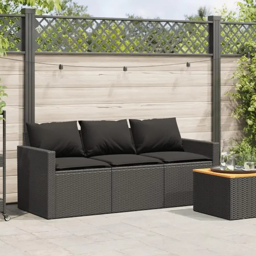 Tuinbanken-vidaXL - Tuinbank - Zwart - Poly rattan