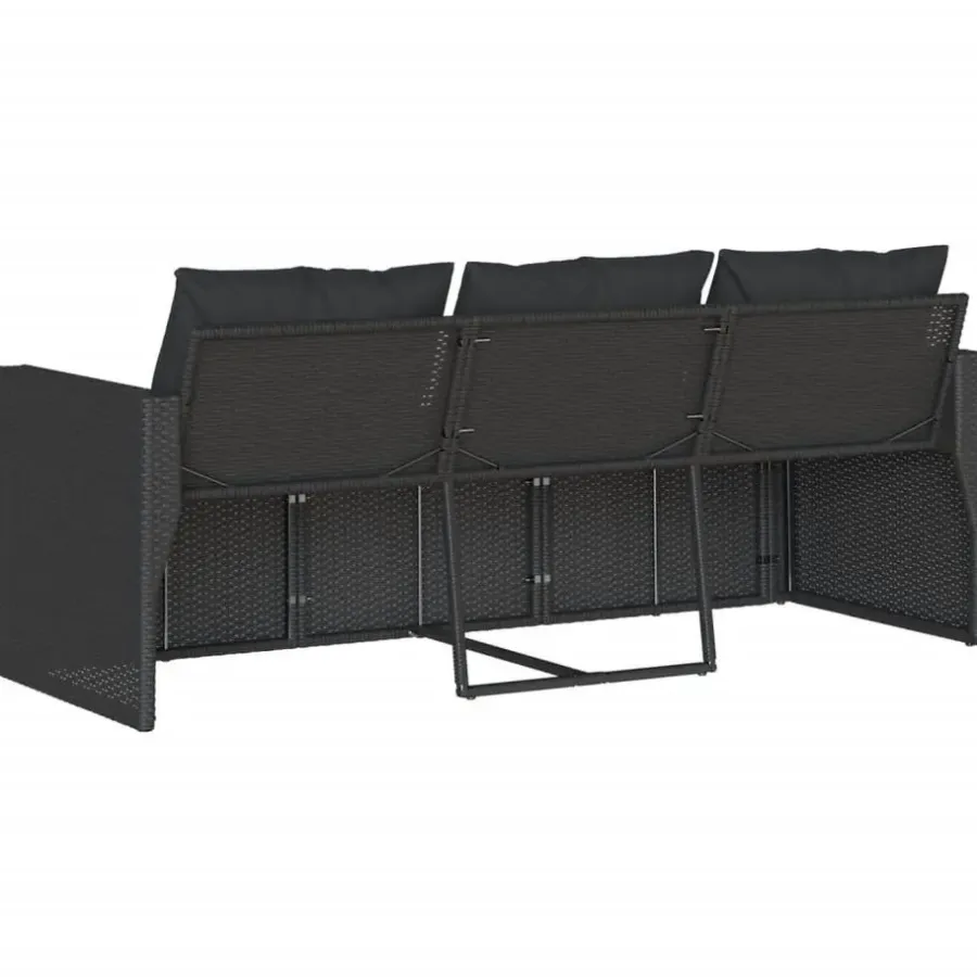 Tuinbanken-vidaXL - Tuinbank - Zwart - Poly rattan
