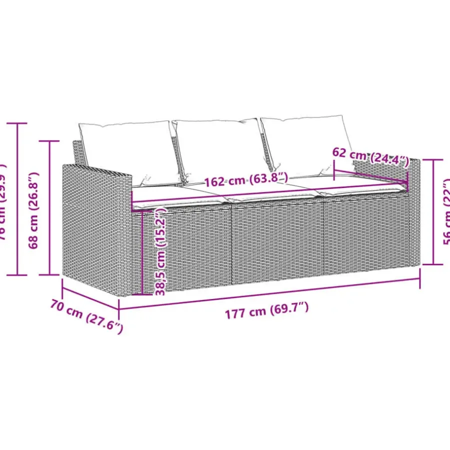 Tuinbanken-vidaXL - Tuinbank - Zwart - Poly rattan