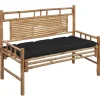 Tuinbanken-vidaXL - Tuinbank - Zwart - Bamboe - 120 cm - Met kussen