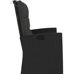 Loungebanken-vidaXL - Tuinbank - Zwart - Poly rattan - 118 cm - Verstelbaar - Met kussens
