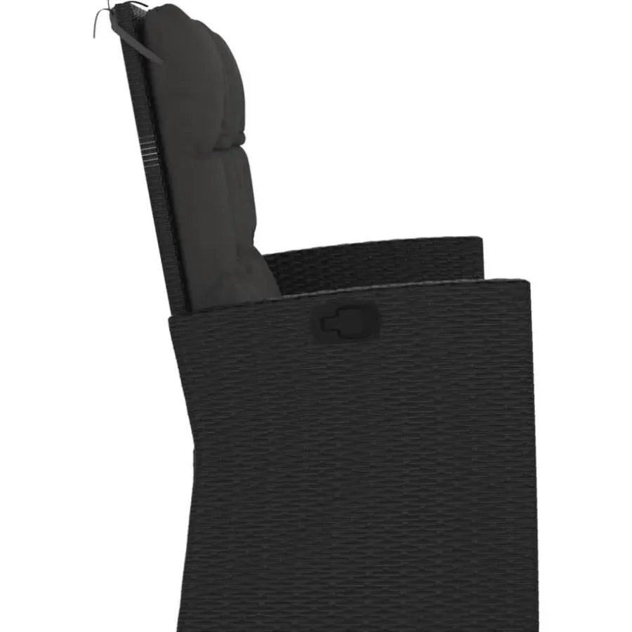 Loungebanken-vidaXL - Tuinbank - Zwart - Poly rattan - 118 cm - Verstelbaar - Met kussens
