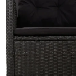 Loungebanken-vidaXL - Tuinbank - Zwart - Poly rattan - 118 cm - Verstelbaar - Met kussens