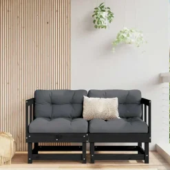 Palletbanken|Tuinbanken-vidaXL - Tuinbank - Zwart - Grenenhout