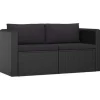 Loungebanken-vidaXL - Tuinbank - Zwart - Poly rattan