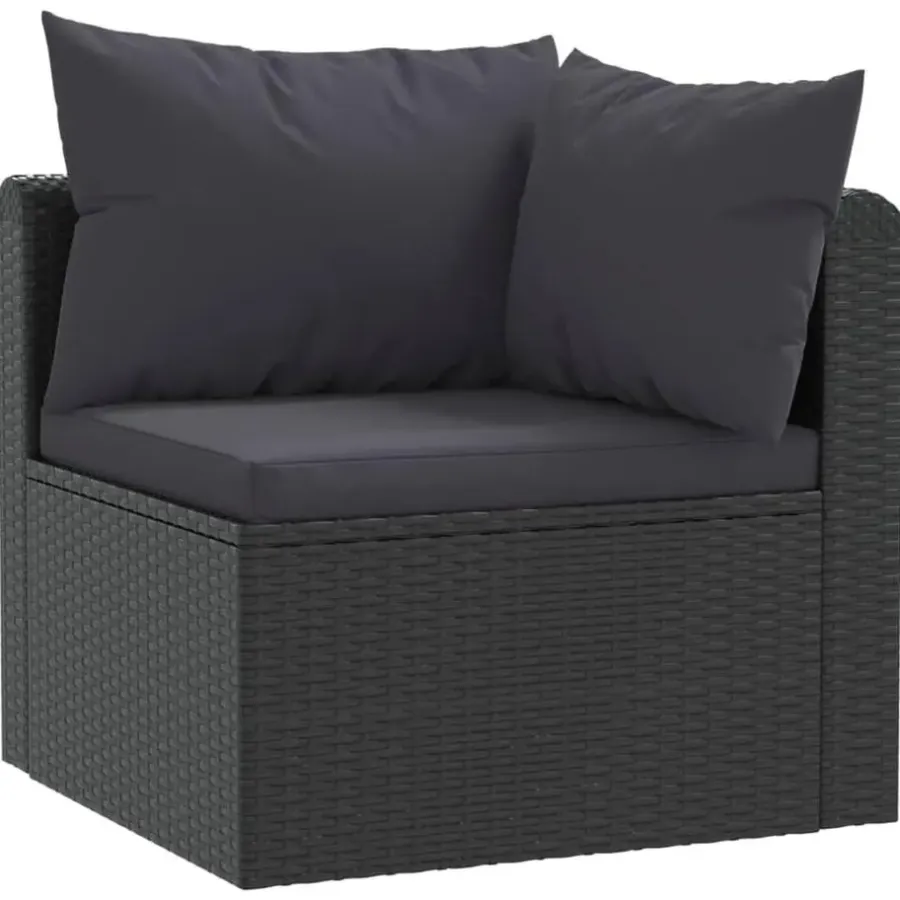 Loungebanken-vidaXL - Tuinbank - Zwart - Poly rattan