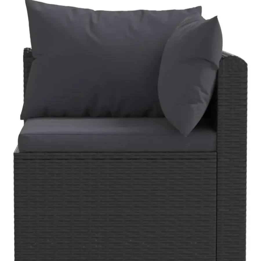 Loungebanken-vidaXL - Tuinbank - Zwart - Poly rattan
