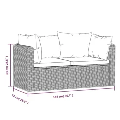 Loungebanken-vidaXL - Tuinbank - Zwart - Poly rattan