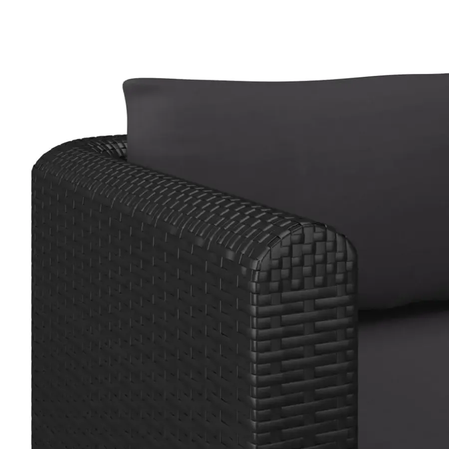 Loungebanken-vidaXL - Tuinbank - Zwart - Poly rattan