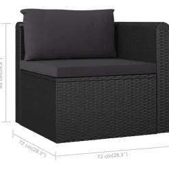 Loungebanken-vidaXL - Tuinbank - Zwart - Poly rattan