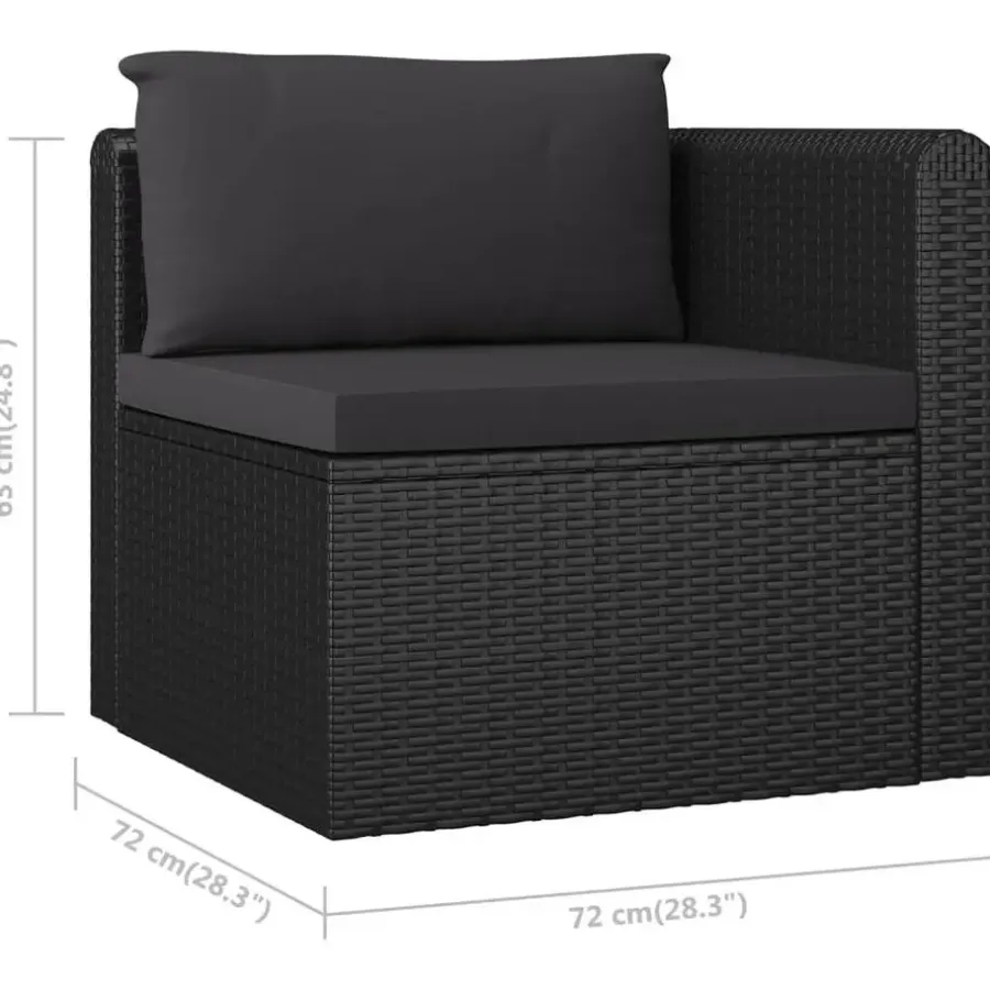 Loungebanken-vidaXL - Tuinbank - Zwart - Poly rattan
