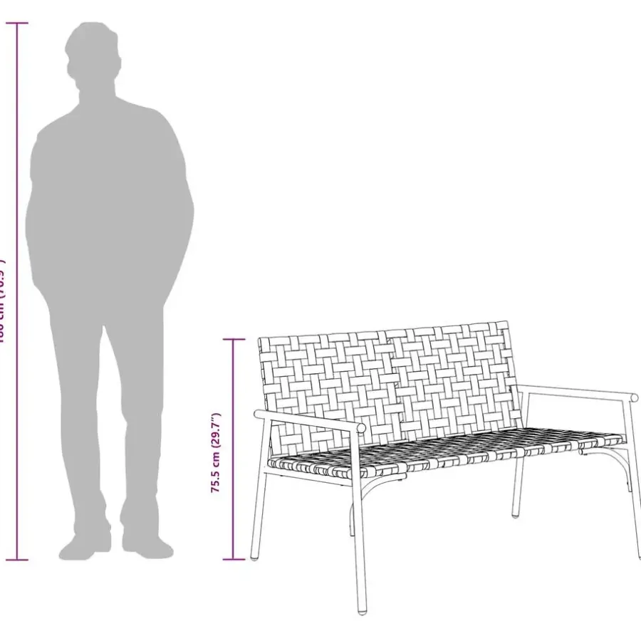 Tuinbanken-vidaXL - Tuinbank - Zwart - Poly Rattan - 113x79x75 cm