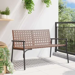 Tuinbanken-vidaXL - Tuinbank - Zwart - Poly Rattan - 113x79x75 cm