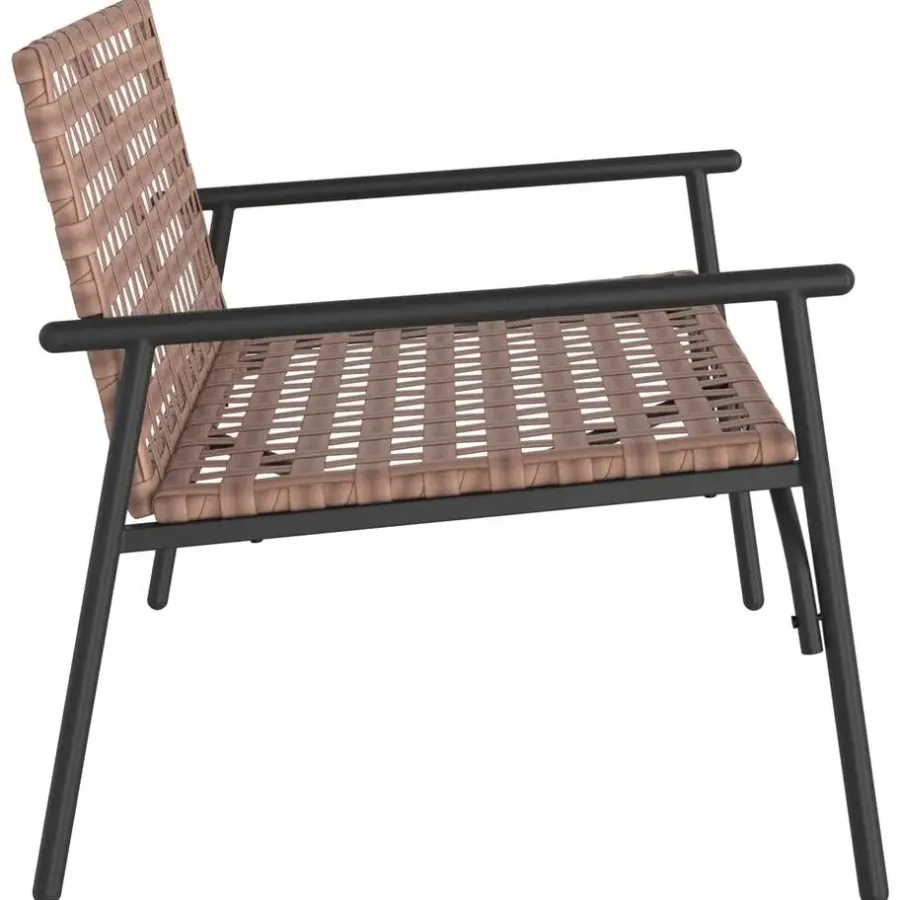 Tuinbanken-vidaXL - Tuinbank - Zwart - Poly Rattan - 113x79x75 cm