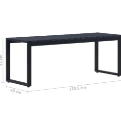 Tuinbanken-vidaXL - Tuinbank - Zwart - PS-plaat- 120.5 cm