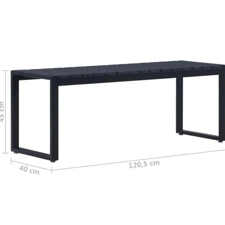 Tuinbanken-vidaXL - Tuinbank - Zwart - PS-plaat- 120.5 cm