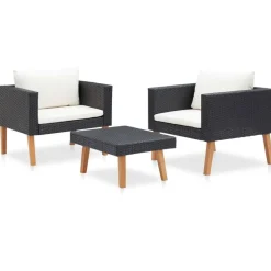 vidaXL - Tuinbank - Zwart - Poly rattan
