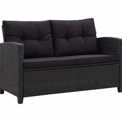 Loungebanken-vidaXL - Tuinbank - Zwart - Poly rattan