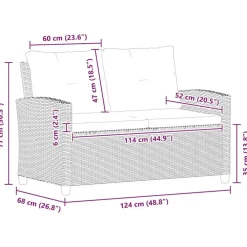 Loungebanken-vidaXL - Tuinbank - Zwart - Poly rattan