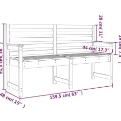 Tuinbanken-vidaXL - Tuinbank - Zwart - Grenenhout - 159.5 x 48 x 91.5 cm