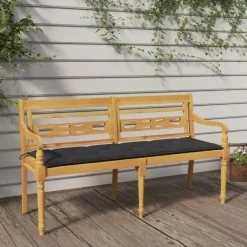 vidaXL - Tuinbank Batavia met antraciet kussen - Teakhout - 150x51.5x84 cm