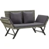 Tuinbanken-vidaXL - Tuinbank 2-in-1 - Grijs - Poly rattan -176 cm - Met kussens