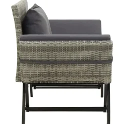 Tuinbanken-vidaXL - Tuinbank 2-in-1 - Grijs - Poly rattan -176 cm - Met kussens