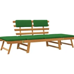 Tuinbanken-vidaXL - Tuinbank 2-in-1 - Groen - Acaciahout - 190 cm - Met kussens