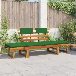 Tuinbanken-vidaXL - Tuinbank 2-in-1 - Groen - Acaciahout - 190 cm - Met kussens
