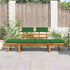 Tuinbanken-vidaXL - Tuinbank 2-in-1 - Groen - Acaciahout - 190 cm - Met kussens