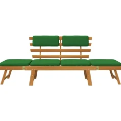 Tuinbanken-vidaXL - Tuinbank 2-in-1 - Groen - Acaciahout - 190 cm - Met kussens