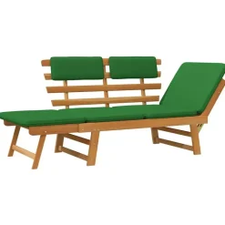 Tuinbanken-vidaXL - Tuinbank 2-in-1 - Groen - Acaciahout - 190 cm - Met kussens
