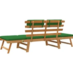 Tuinbanken-vidaXL - Tuinbank 2-in-1 - Groen - Acaciahout - 190 cm - Met kussens