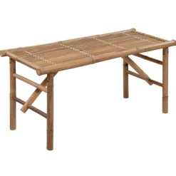 Tuinbanken-vidaXL - Tuinbank inklapbaar met grijs kussen - bamboe - 118x38x45 cm