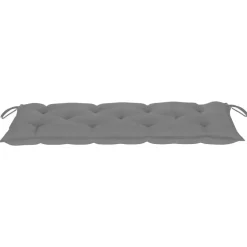Tuinbanken-vidaXL - Tuinbank inklapbaar met grijs kussen - bamboe - 118x38x45 cm