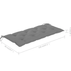Tuinbanken-vidaXL - Tuinbank inklapbaar met grijs kussen - bamboe - 118x38x45 cm