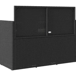 vidaXL - Tuinbank met crème kussens - Zwart poly rattan - 120x50x90.5 cm