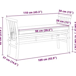 Tuinbanken-vidaXL - Tuinbank met donkergrijs kussen - Bamboe - 110x37x65 cm