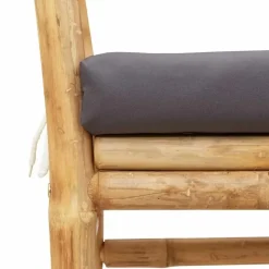 Tuinbanken-vidaXL - Tuinbank met donkergrijs kussen - Bamboe - 110x37x65 cm