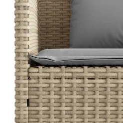 Loungebanken-vidaXL - Tuinbank met grijs kussens - Beige poly rattan - 113x61x87 cm