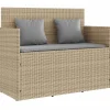 vidaXL - Tuinbank met grijs kussens - Beige poly rattan - 120x50x90.5 cm
