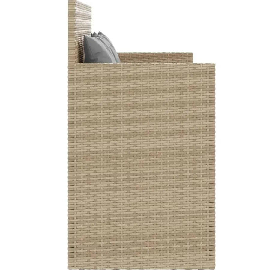 vidaXL - Tuinbank met grijs kussens - Beige poly rattan - 120x50x90.5 cm