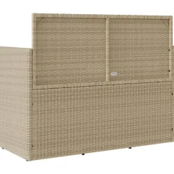 vidaXL - Tuinbank met grijs kussens - Beige poly rattan - 120x50x90.5 cm