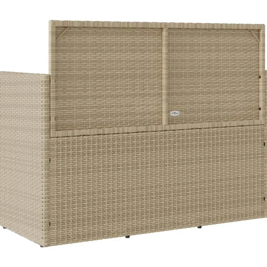 vidaXL - Tuinbank met grijs kussens - Beige poly rattan - 120x50x90.5 cm