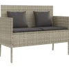 Loungebanken-vidaXL - Tuinbank met kussens - Lichgrijs - Poly rattan - 113x61x87 cm